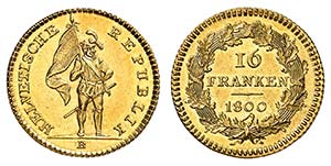République helvétique - 16 Franken 1800 B, ... 