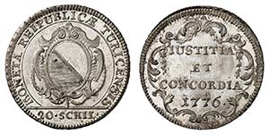 Zurich - Demi-Gulden de 20 Schillings 1776. ... 