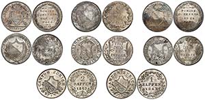 Zurich - Lot de 8 monnaies: 10 Batzen 1812 ... 