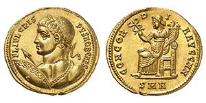 Crispus César 317-326. Aureus 324, ... 