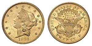 20 Dollars 1873 S, San Francisco. Variété ... 