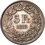 Confédération - 5 Francs 1873 B, Berne. ... 