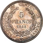 Genève - 5 Francs 1848, Genève. Armoiries ... 