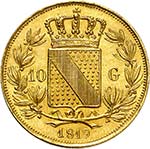 Bade - Louis, 1818-1830.  10 Gulden 1819. ... 