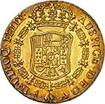8 Escudos 1770 So, Santiago. Buste drapé et ... 