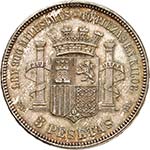 5 Pesetas 1870*18-70 SN-M, Madrid. LEspagne ... 