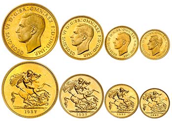 Georges VI, 1936-1952.  Série de 4 monnaies ... 