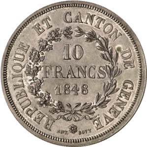 Genève, le système décimal. 10 Francs ... 