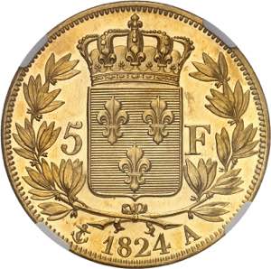 Charles X, 1824-1830. 5 Francs 1824 A, ... 