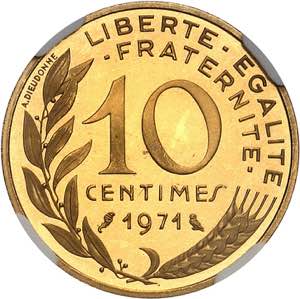 Cinquième République, 1958-. 10 Centimes ... 