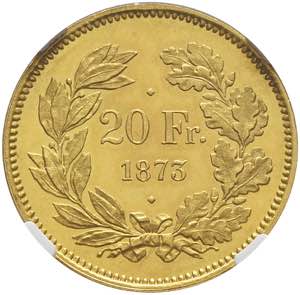 Confédération. 20 Francs 1873, Berne. ... 