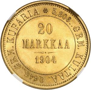 Nicolas II 1894-1917. 20 Markkaa 1904, ... 