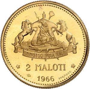 Moshoeshoe II, 1966-1990. 2 Maloti 1966. ... 