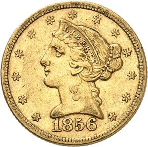 5 Dollars 1856 S, San ... 