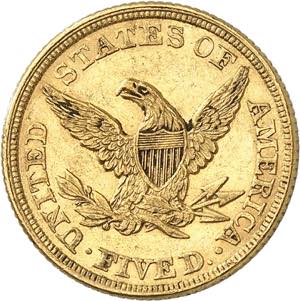 5 Dollars 1857. 8,34g. Fr. 138.
