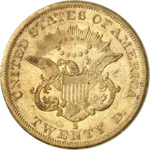 20 Dollars 1859 S, San Francisco. 33,39g. ... 