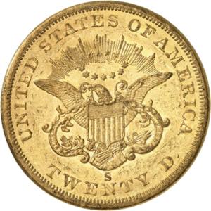 20 Dollars 1860 S, San Francisco. 33,41g. ... 