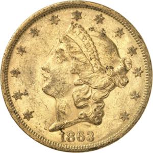 20 Dollars 1863 S, San ... 