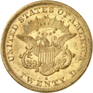 20 Dollars 1863 S, San Francisco. Variété ... 