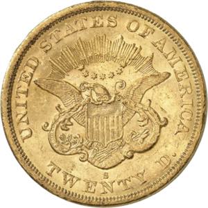 20 Dollars 1864 S, San Francisco. Variété ... 