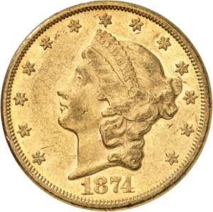 20 Dollars 1874 CC, ... 