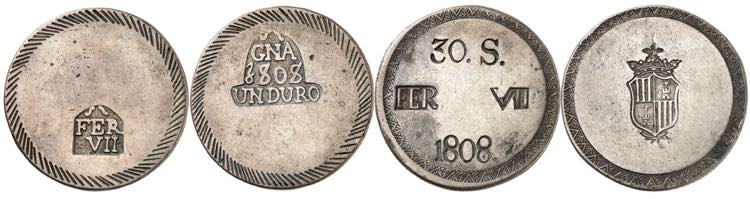 Monnaies de nécessité, Ferdinand VII, ... 