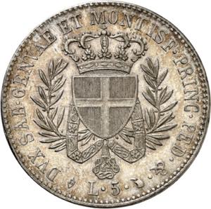 Piémont Sardaigne, 5 Lire 1821 L (aigle), ... 