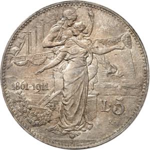 Royaume dItalie, 5 Lire 1911 R, Rome. Tête ... 