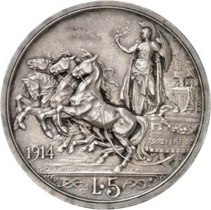 Royaume dItalie, 5 Lire 1914 R, Rome. ESSAI ... 