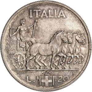 Royaume dItalie, 20 Lire 1937/XV R, Rome. ... 