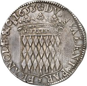 Honoré II, 1604-1662. Ecu 1653. Buste ... 