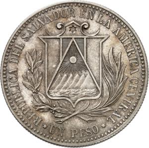 République, 1841-. Peso 1861, San Salvador. ... 