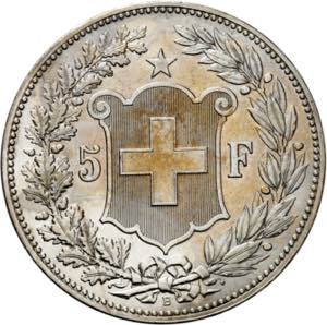 Confédération, 5 Francs 1888 B, Berne. ... 
