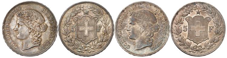 Confédération, Lot de 2 monnaies : 5 ... 