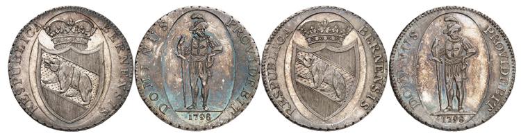 Berne, Lot de 2 monnaies : Taler 1798 (2x). ... 