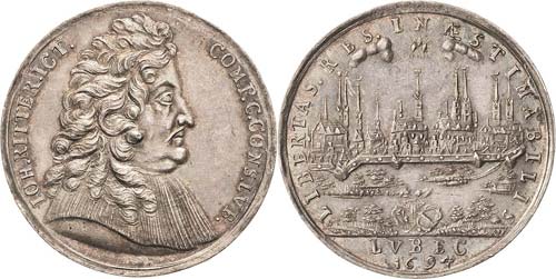 Lübeck-Stadt  Silbermedaille 1694 ... 