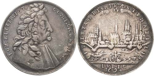 Lübeck-Stadt  Silbermedaille 1694 ... 