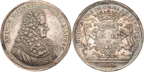 Lübeck-Stadt  Silbermedaille 1732 ... 