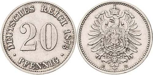 Kleinmünzen  20 Pfennig 1873 E  ... 