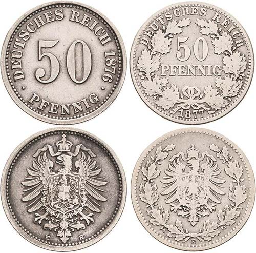 Kleinmünzen  50 Pfennig 1876 E ... 