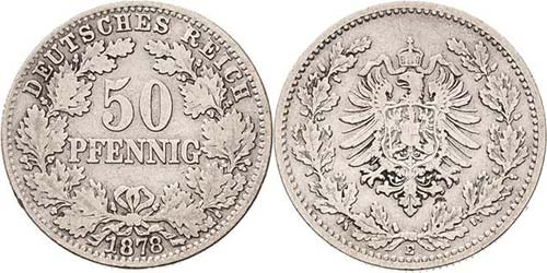 Kleinmünzen  50 Pfennig 1878 E  ... 