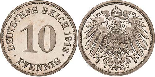 Kleinmünzen  10 Pfennig 1913 E  ... 