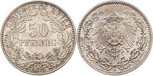 Kleinmünzen  50 Pfennig 1896 A  ... 