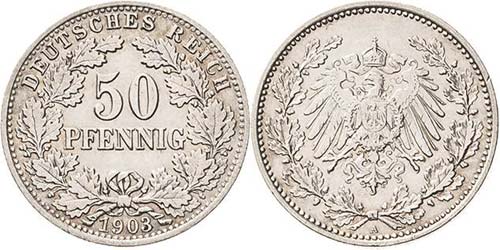 Kleinmünzen  50 Pfennig 1903 A  ... 