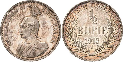 Deutsch Ostafrika  1/2 Rupie 1913 ... 