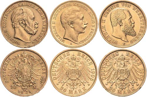 Reichsgoldmünzen Lot-3 Stück ... 