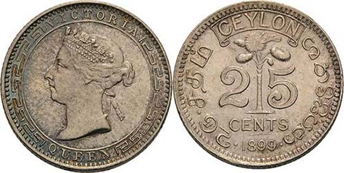 Ceylon Victoria 1837-1901 25 Cents ... 