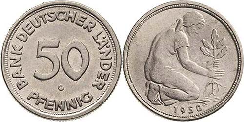 Kursmünzen  50 Pfennig 1950 G ... 