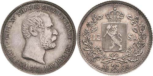 Norwegen Karl XV. 1859-1872 12 ... 