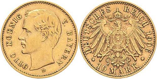 Bayern Otto 1886-1913 10 Mark 1906 ... 